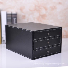 Elegant Black File Holder Box with 3 Drawers